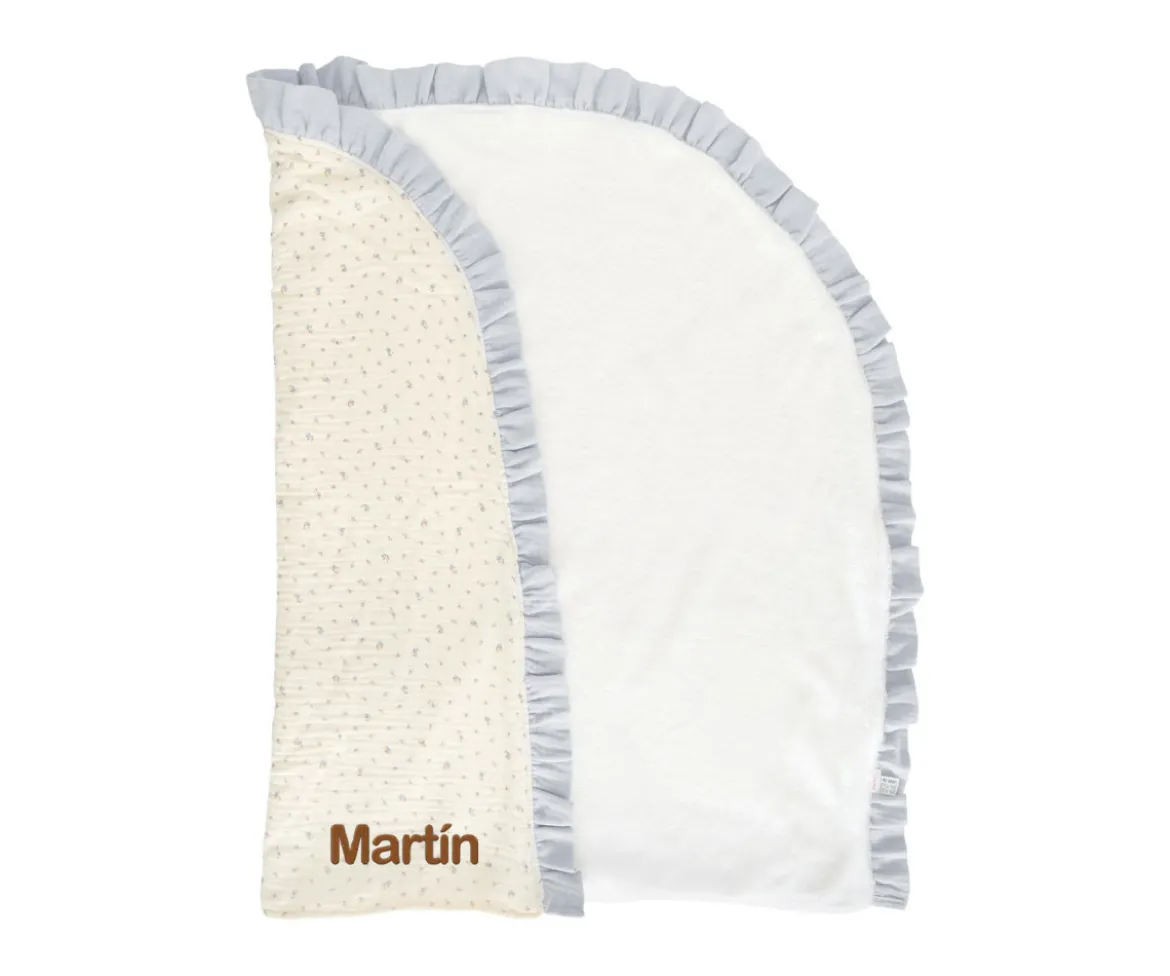 Manta Arrullo Flor Azul Personalizable