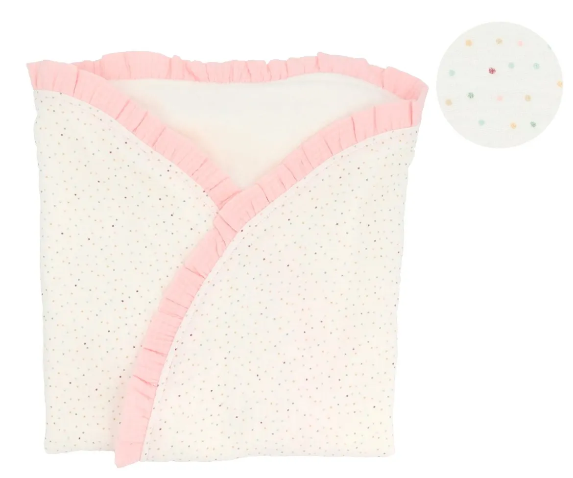 Manta Arrullo Rainbow Dots Rosa Personalizable