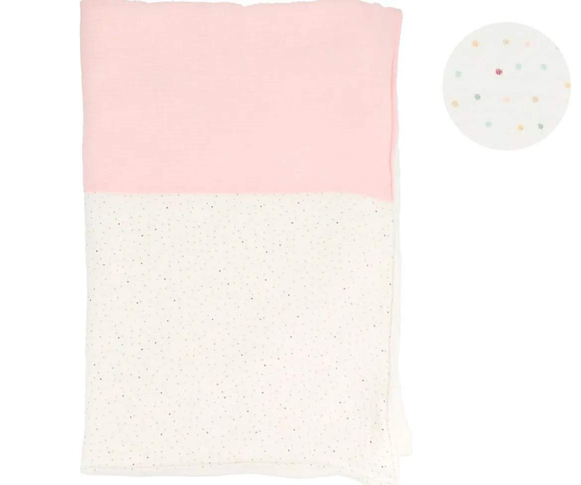 Manta Coralina Rainbow Dots Rosa Personalizable