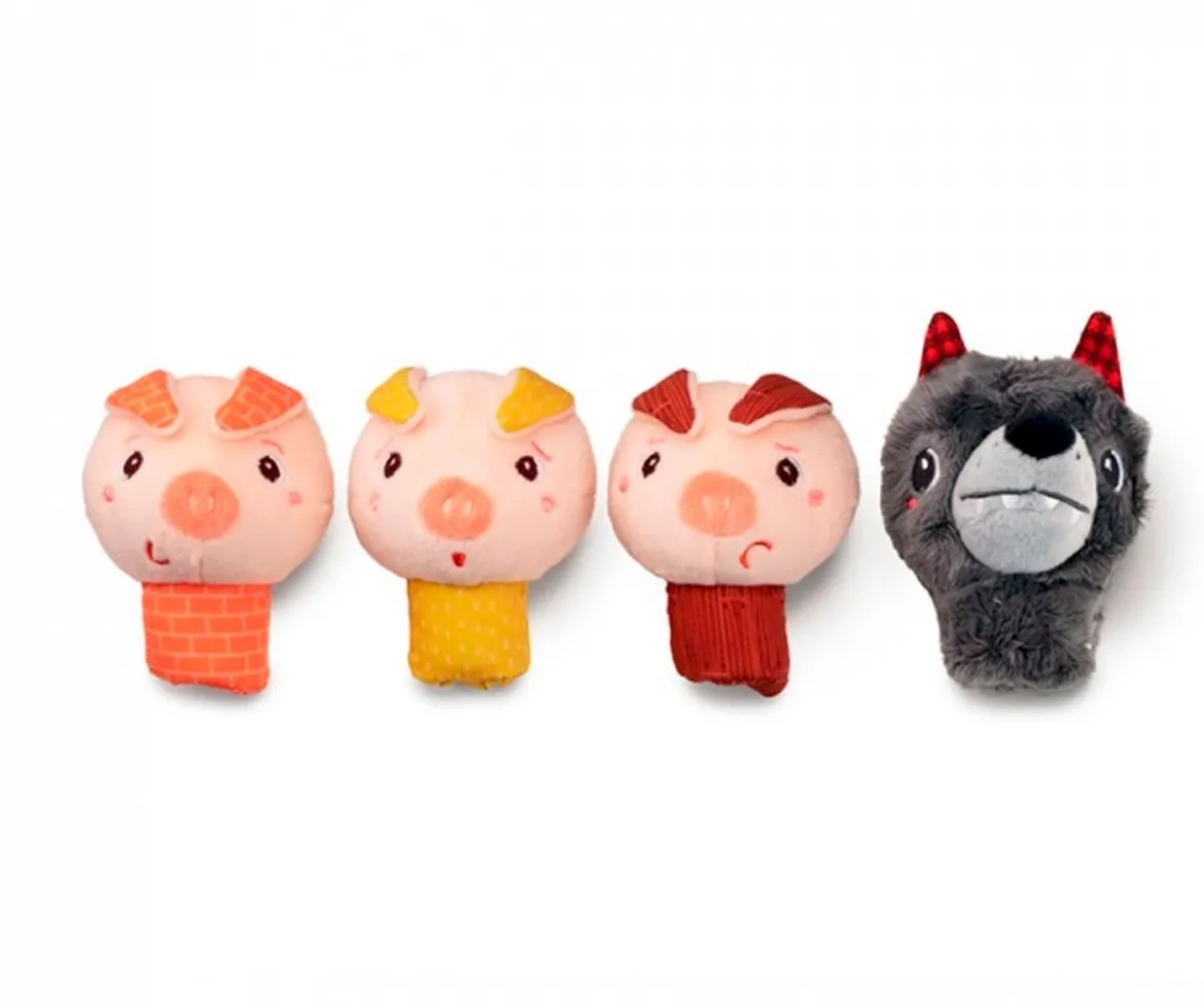 Marionetas de Dedo El Lobo y los 3 Cerditos
