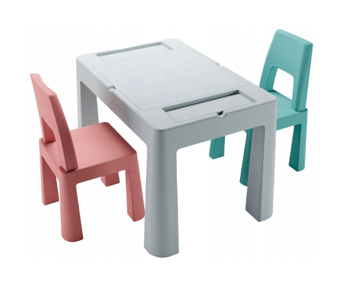 Mesa Multifunción Teggi Gris/Old Rose/Turquesa