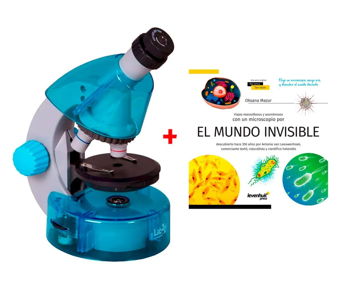 Microscopio Levenhuk LabZZ M101 Azul + Libro Educativo