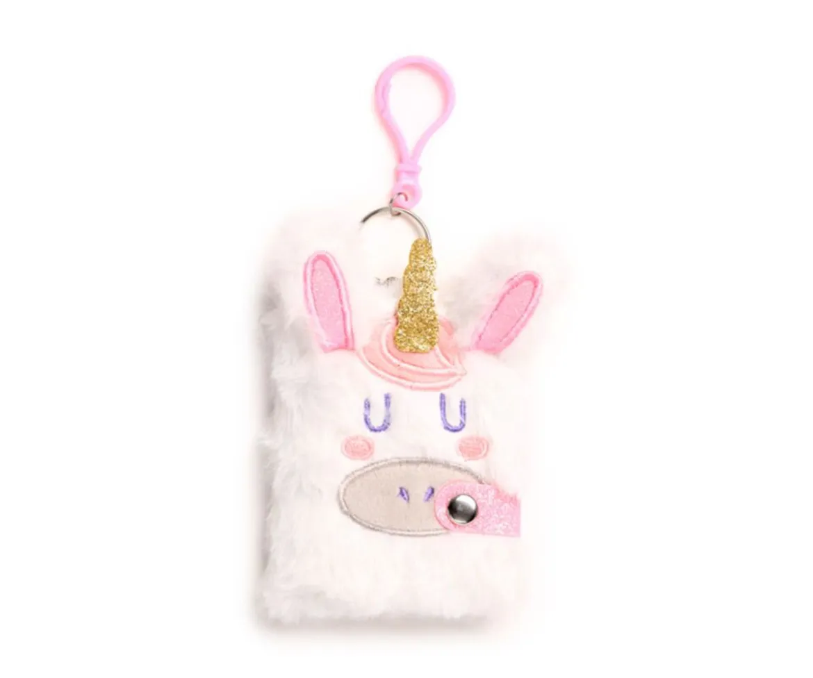 Mini Bloc de Notas de Peluche con Bolígrafo Unicornio Mágico