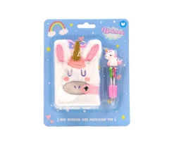 Mini Bloc de Notas de Peluche con Bolígrafo Unicornio Mágico