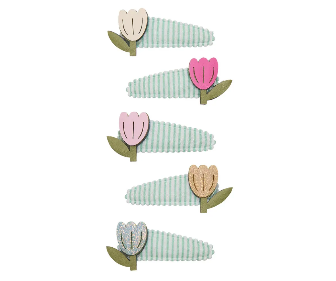 5 Mini Clips Tulip Stripe