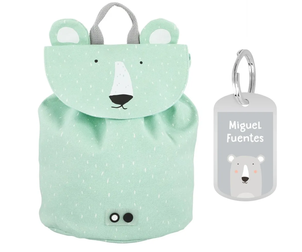Mini Mochila Mr. Polar Bear con Llavero Personalizado