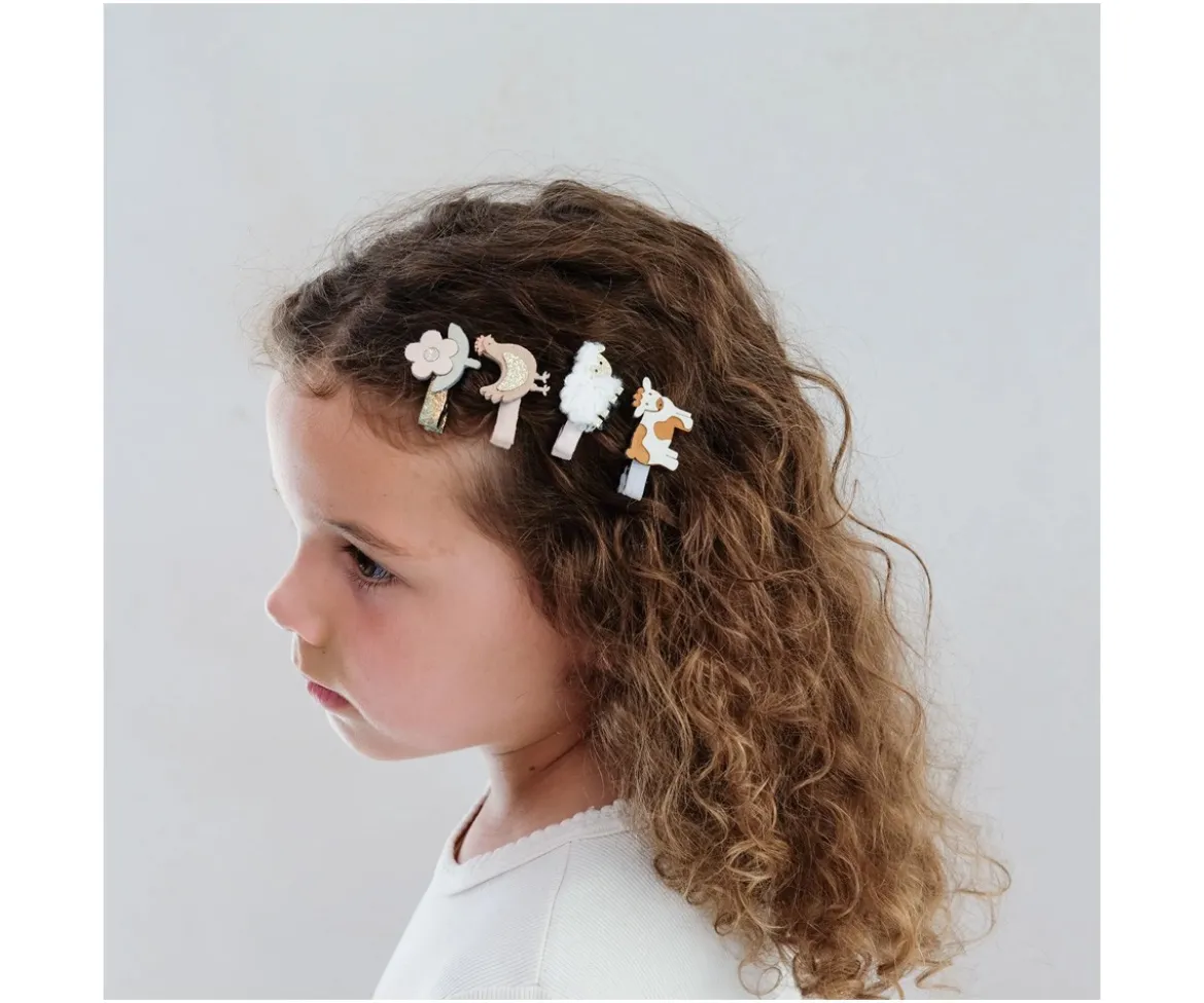 8 Mini Pinzas de Pelo Farm Animal