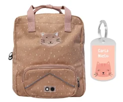 Mochila Escolar Grande Mr. Cat con Llavero Personalizado