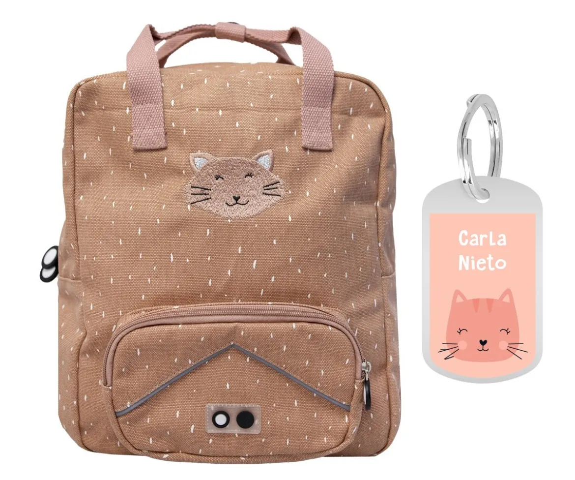 Mochila Escolar Grande Mr. Cat con Llavero Personalizado