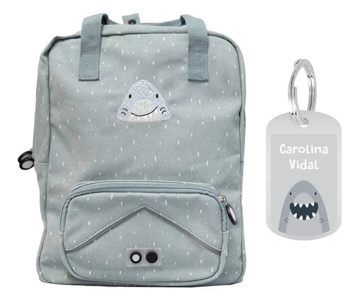 Mochila Escolar Grande Mr. Shark con Llavero Personalizado
