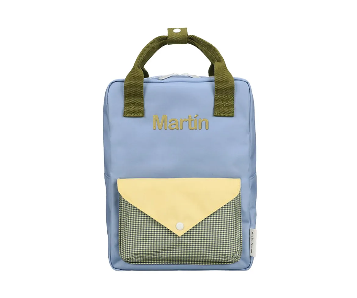 Mochila Escolar Mediana Personalizable Envelope Cloud Blue