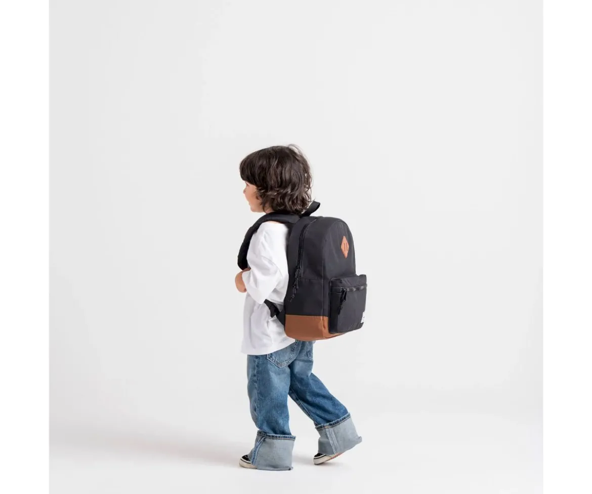 Mochila Herschel Heritage Kids Black Saddle Brown Personalizable