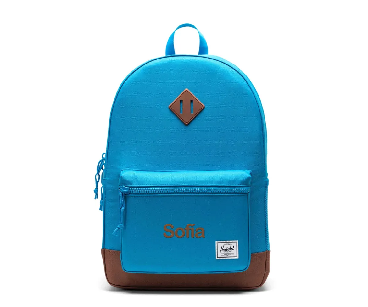 Mochila Herschel Heritage Youth Personalizable French Blue Saddle Bronw