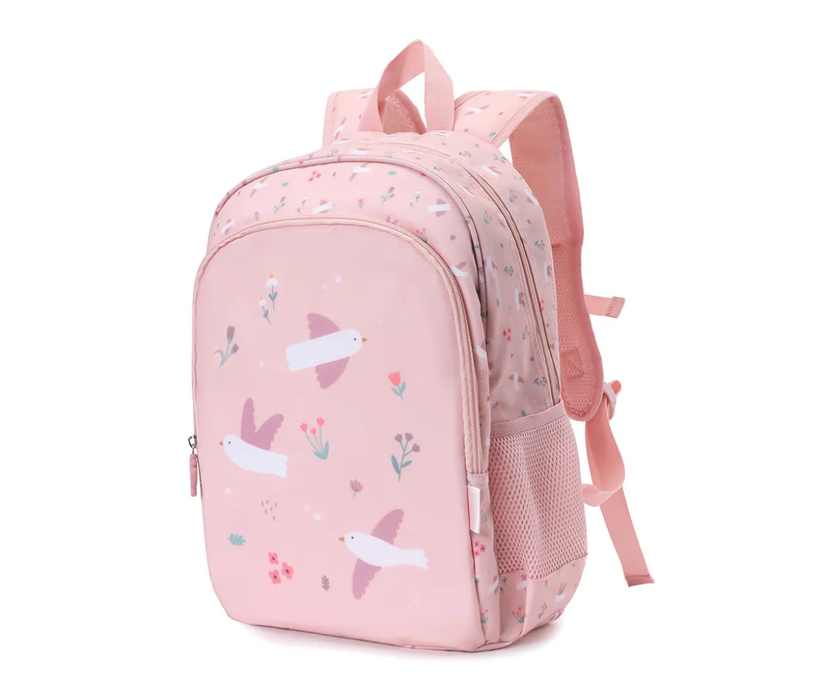 Mochila Mediana Blossom Birds + Llavero Personalizable