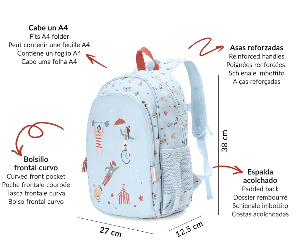 Mochila Mediana Circus Show + Llavero Personalizable