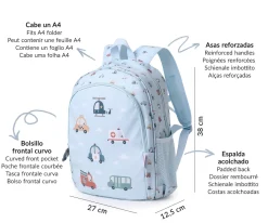 Mochila Mediana City Cars + Llavero Personalizable