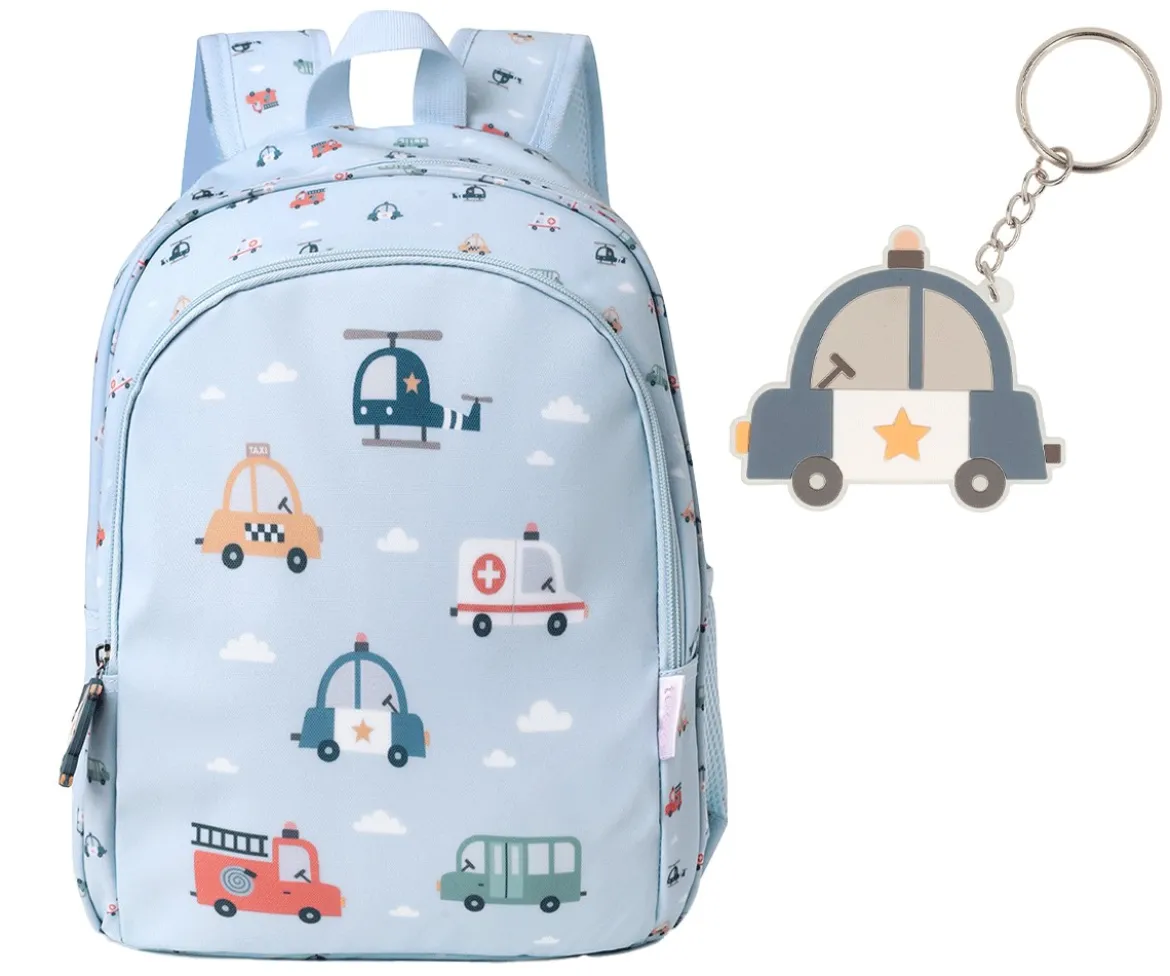 Mochila Mediana City Cars + Llavero Personalizable