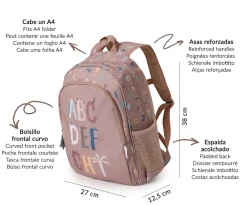 Mochila Mediana Funny Letters + Llavero Personalizable