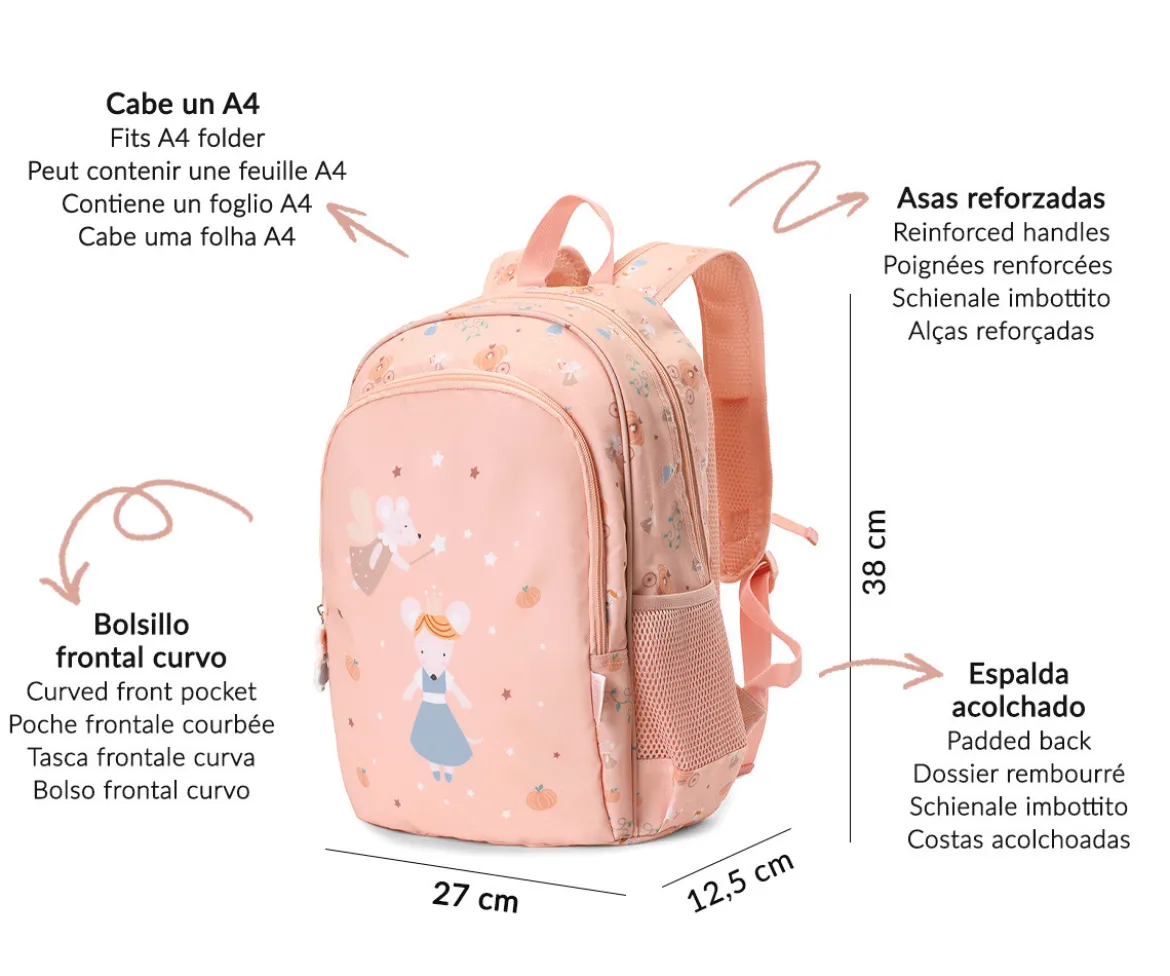 Mochila Mediana Mouse Fairies + Llavero Personalizable