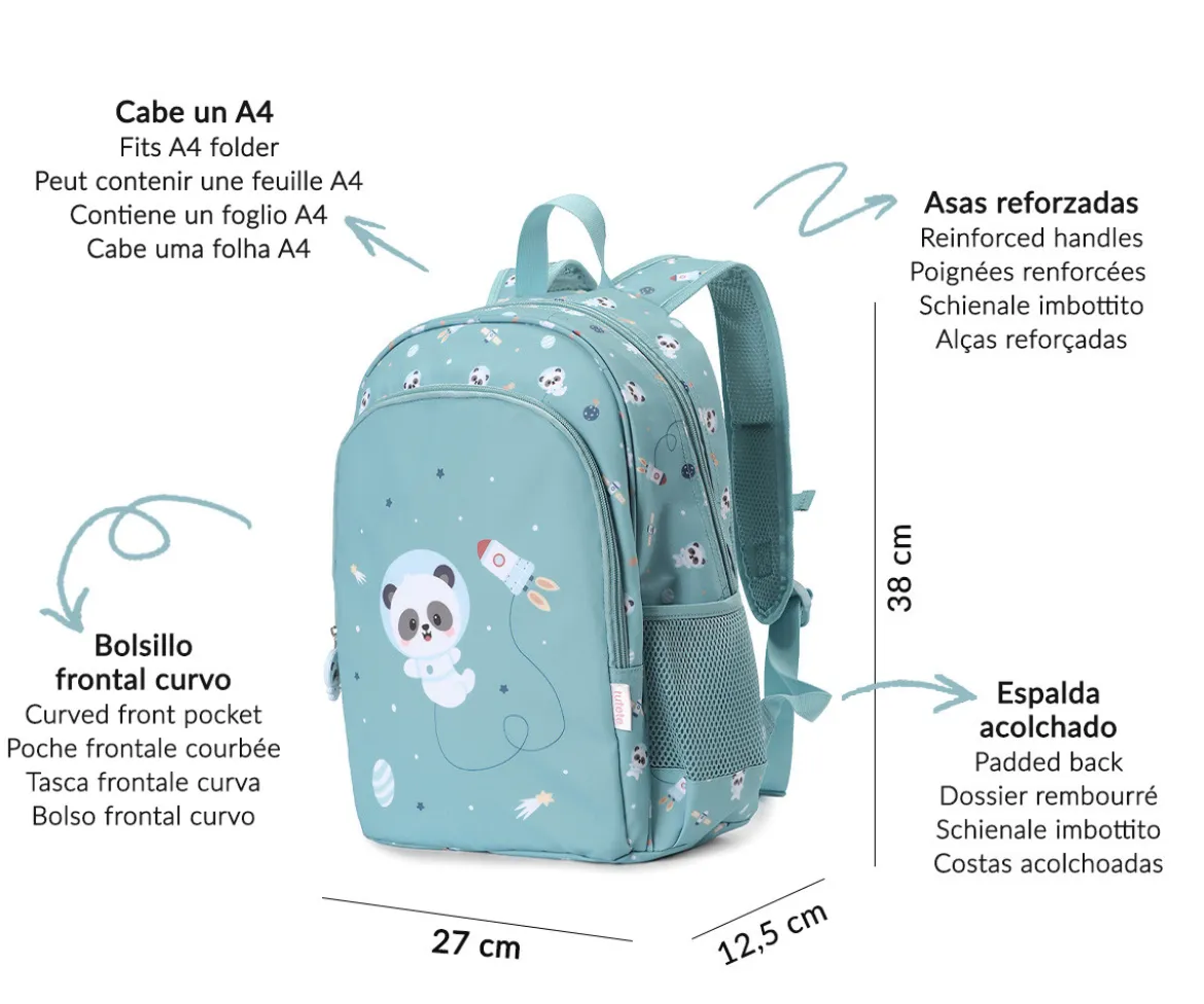 Mochila Mediana Pandas in Space + Llavero Personalizable