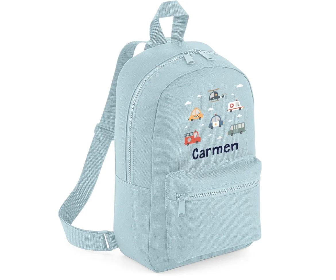 Mochila Mini Fashion Azul Personalizada City Cars