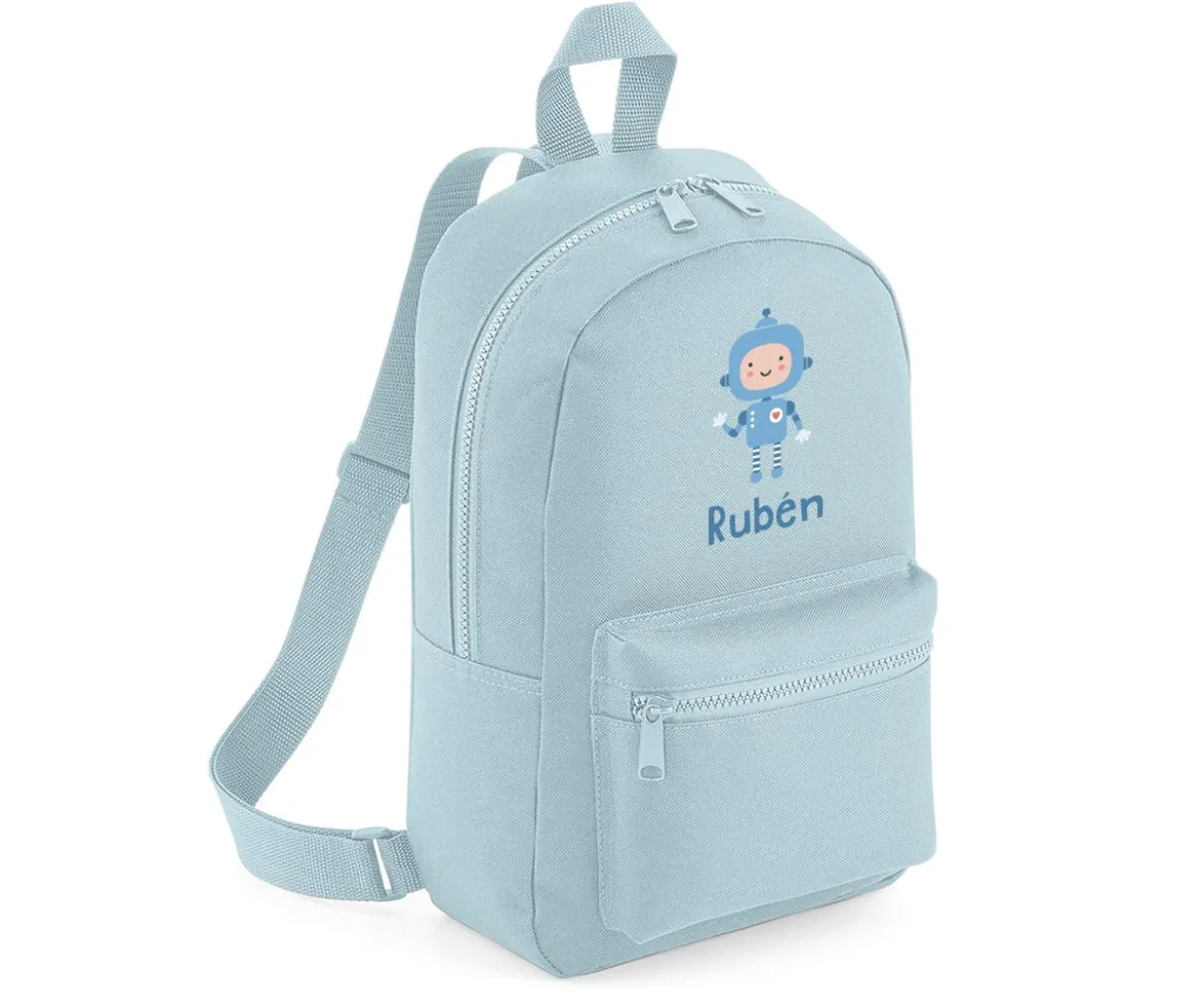 Mochila Mini Fashion Azul Personalizada Robot
