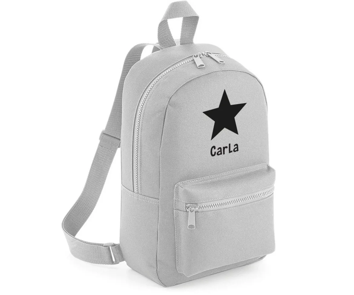 Mochila Mini Fashion Gris Claro Personalizada Estrella