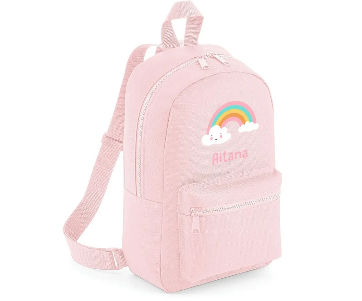 Mochila Mini Fashion Rosa Personalizada Arcoíris
