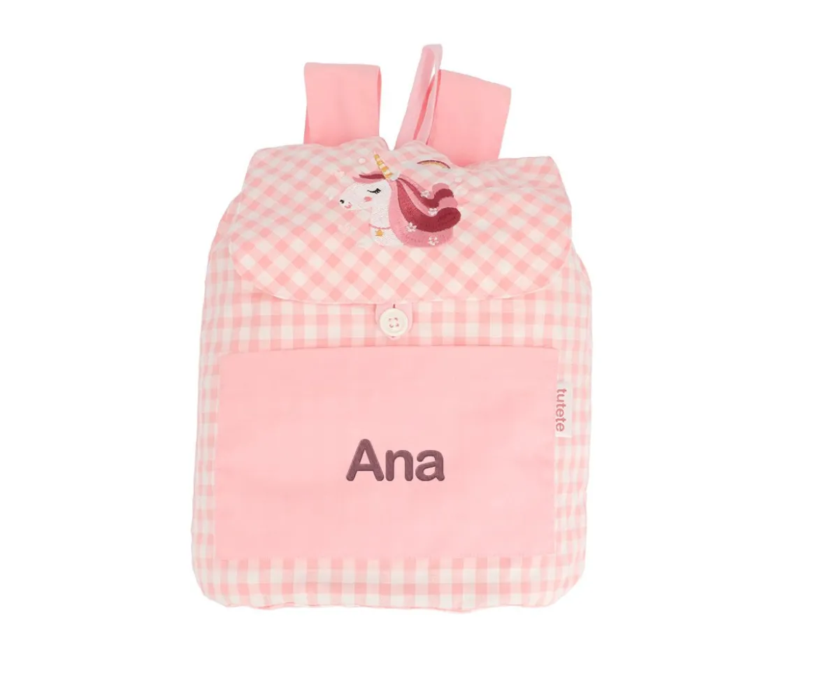 Mochila Pequeña Vichy Magical Unicorn Personalizable