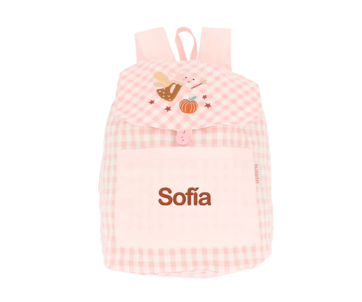 Mochila Pequeña Vichy Mouse Fairies Personalizable