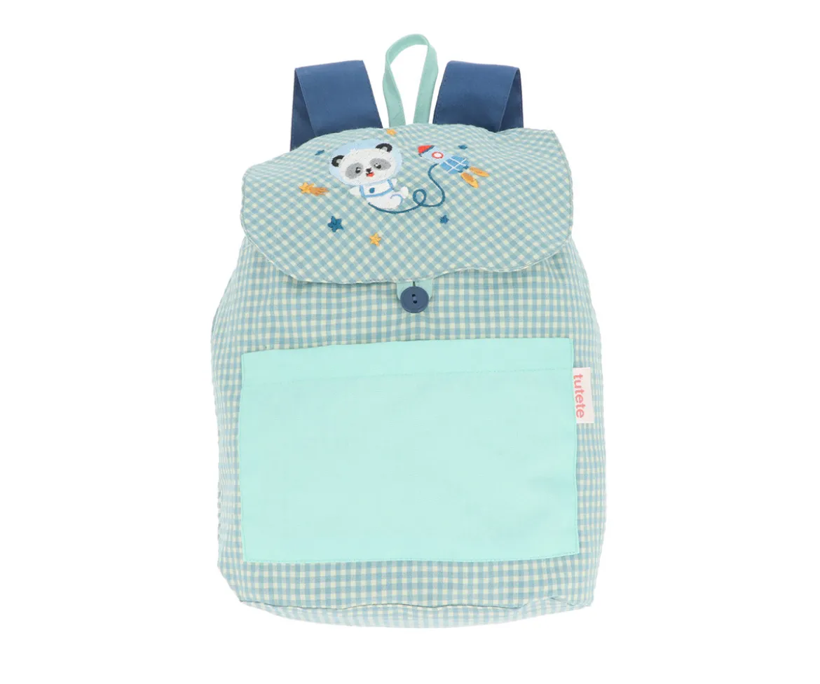Mochila Pequeña Vichy Pandas in Space Personalizable