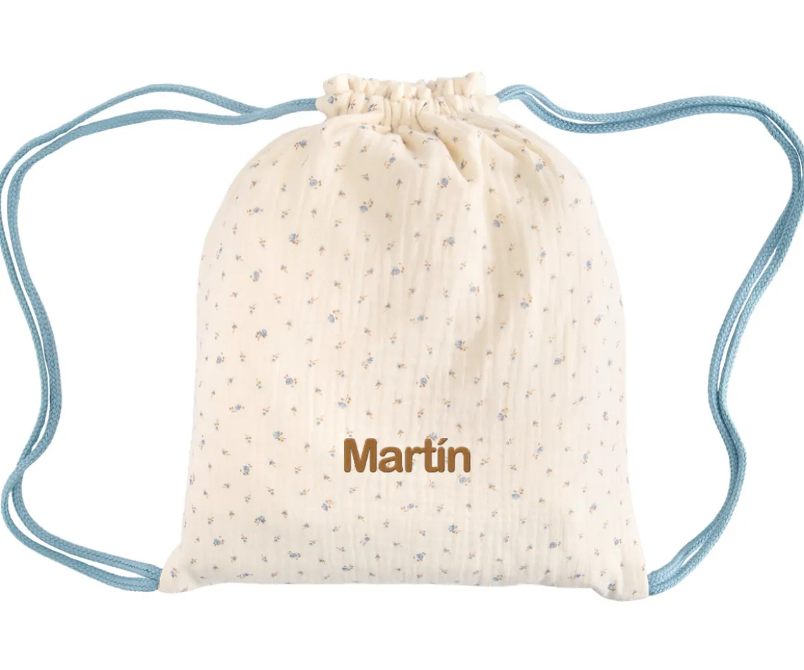 Mochila Saco Flor Azul Personalizable