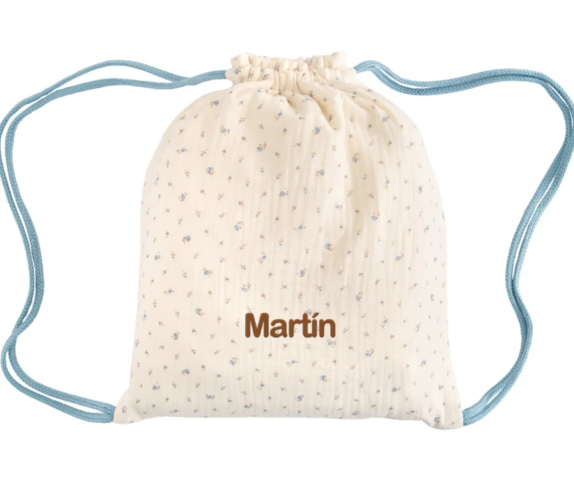 Mochila Saco Flor Azul Personalizable