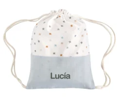 Mochila Saco Little Stars Blue Personalizable