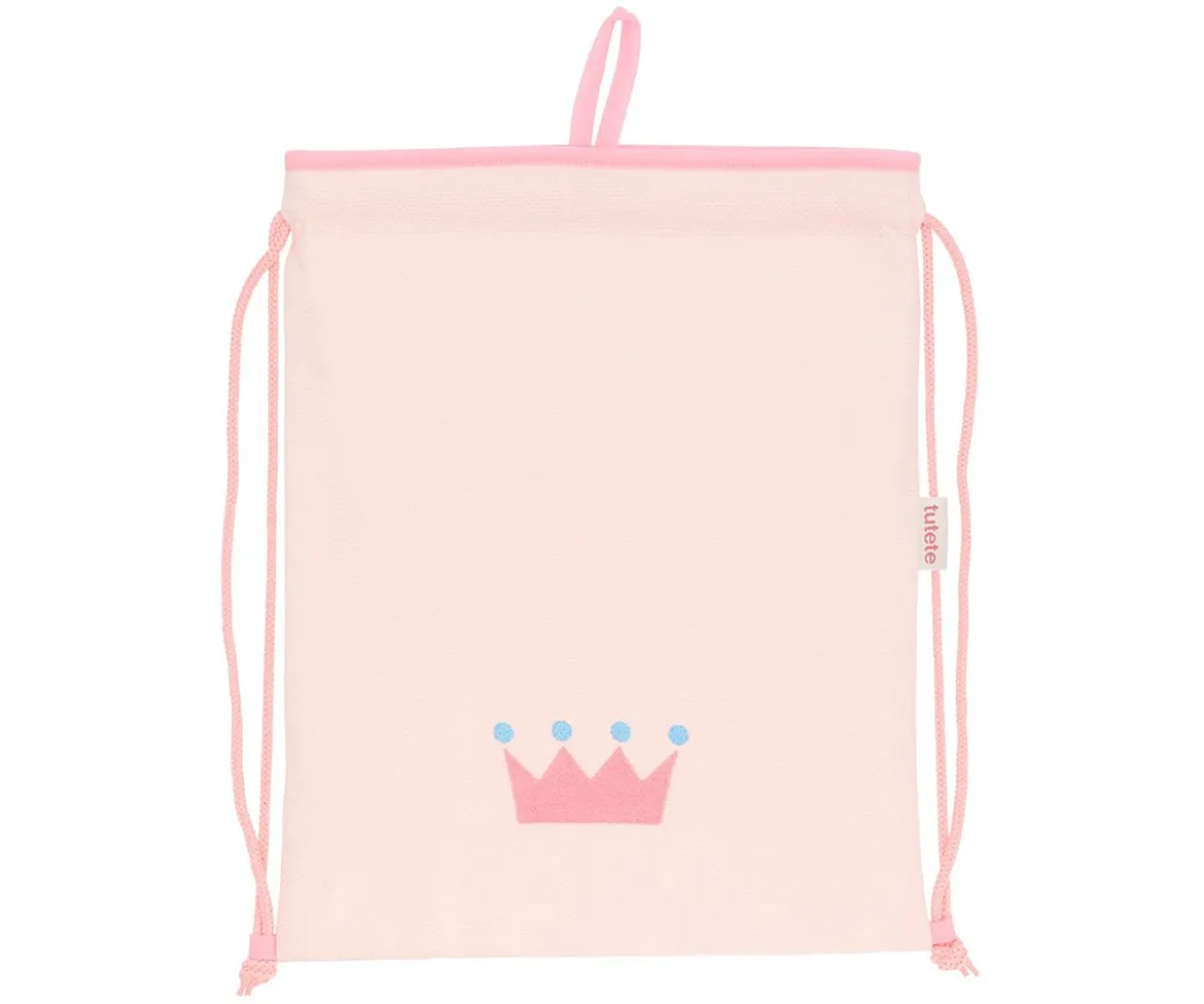Mochila Saco Personalizada Piqué Corona Rosa