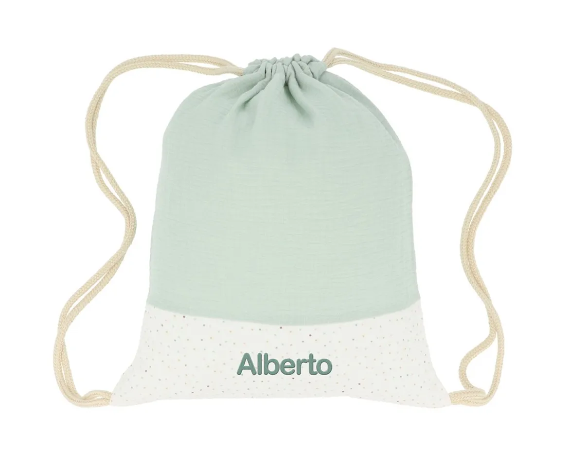 Mochila Saco Rainbow Dots Verde Personalizable