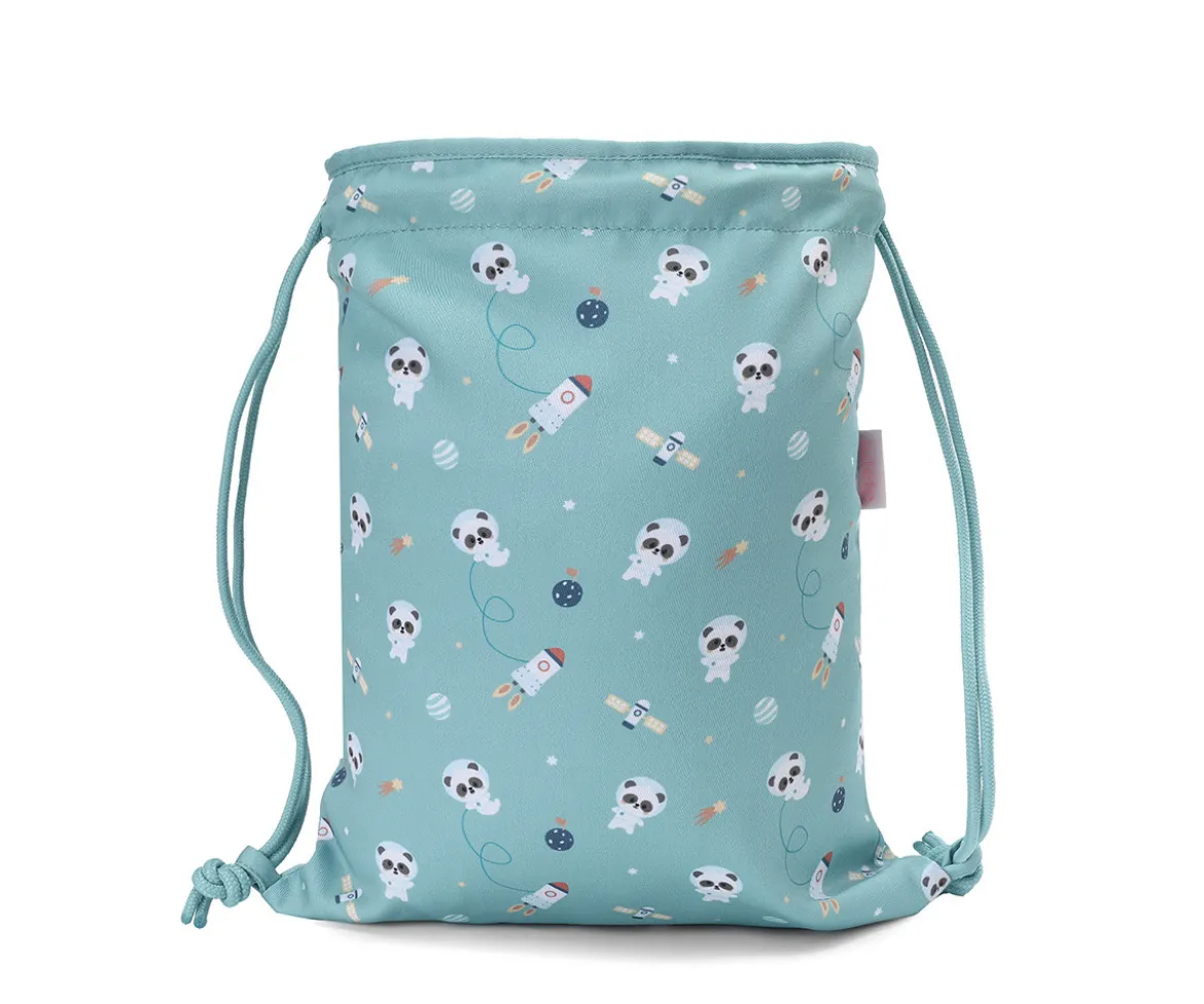 Mochila Saco Tela Pandas in Space Personalizable