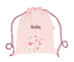 Mochila Saco Vichy Blossom Birds Personalizable