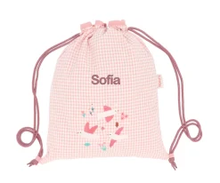 Mochila Saco Vichy Blossom Birds Personalizable