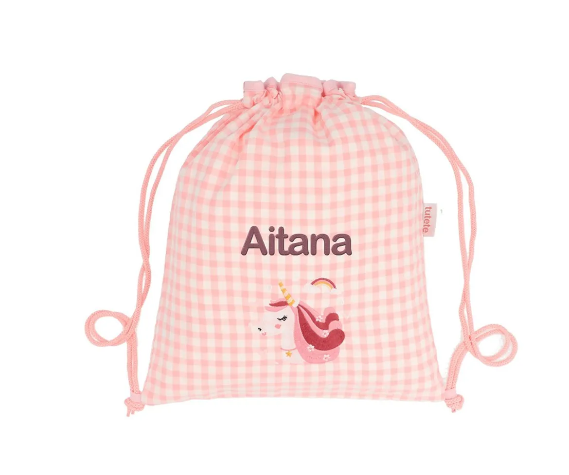 Mochila Saco Vichy Magical Unicorn Personalizable