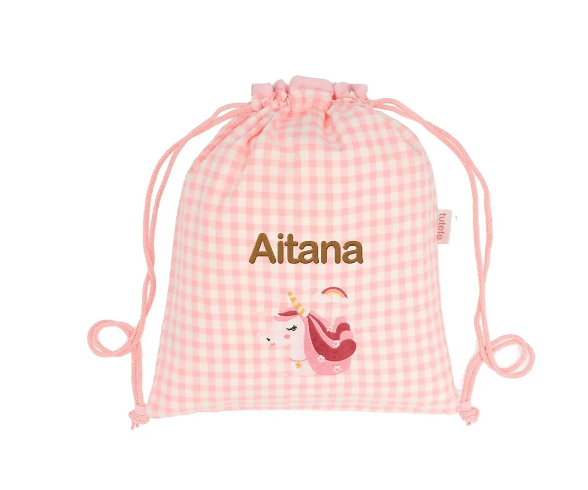Mochila Saco Vichy Magical Unicorn Personalizable