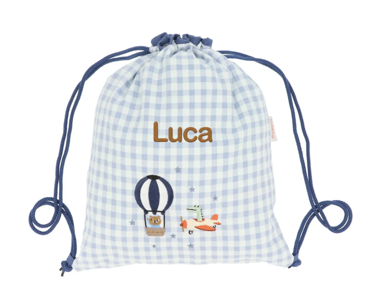 Mochila Saco Vichy Planes Personalizable