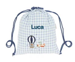 Mochila Saco Vichy Planes Personalizable