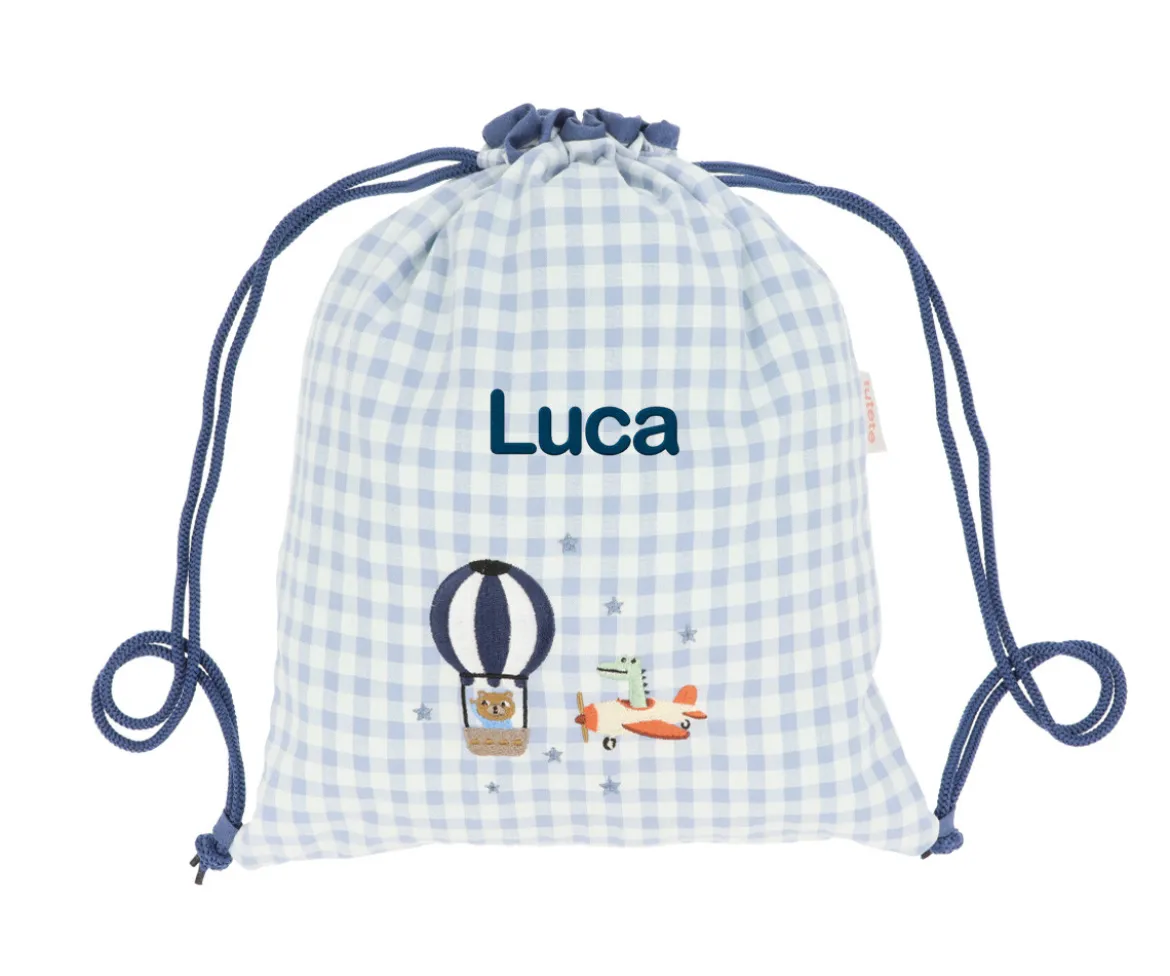 Mochila Saco Vichy Planes Personalizable