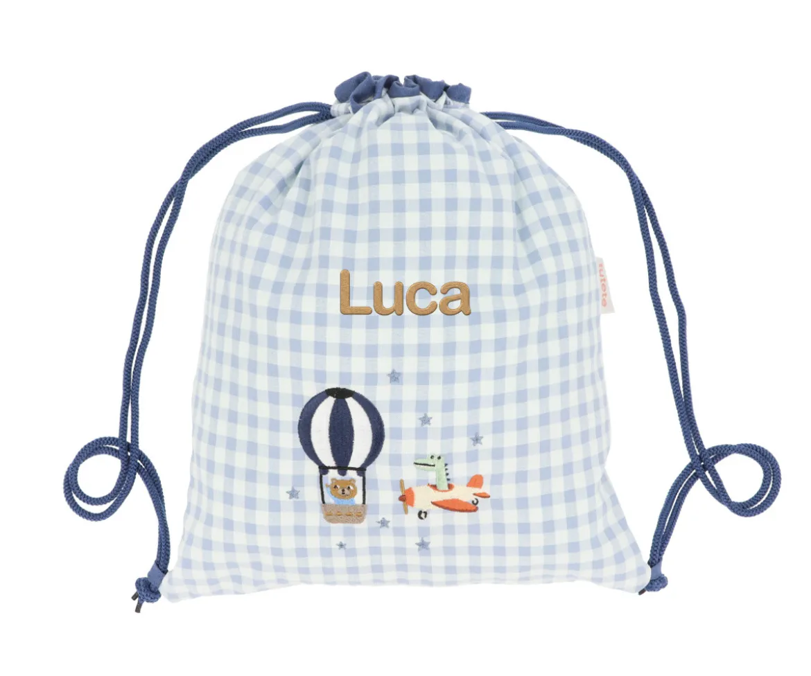 Mochila Saco Vichy Planes Personalizable