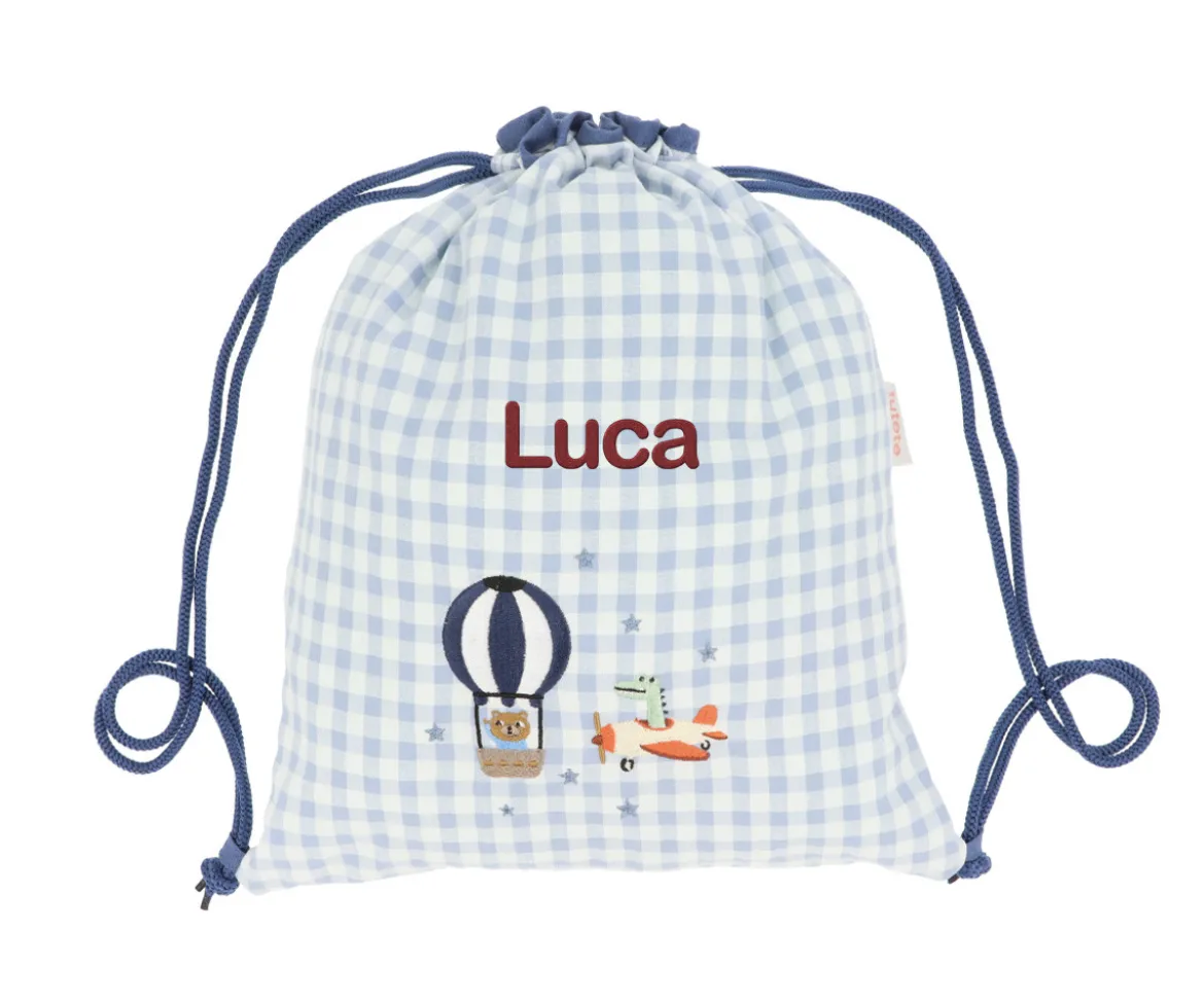 Mochila Saco Vichy Planes Personalizable