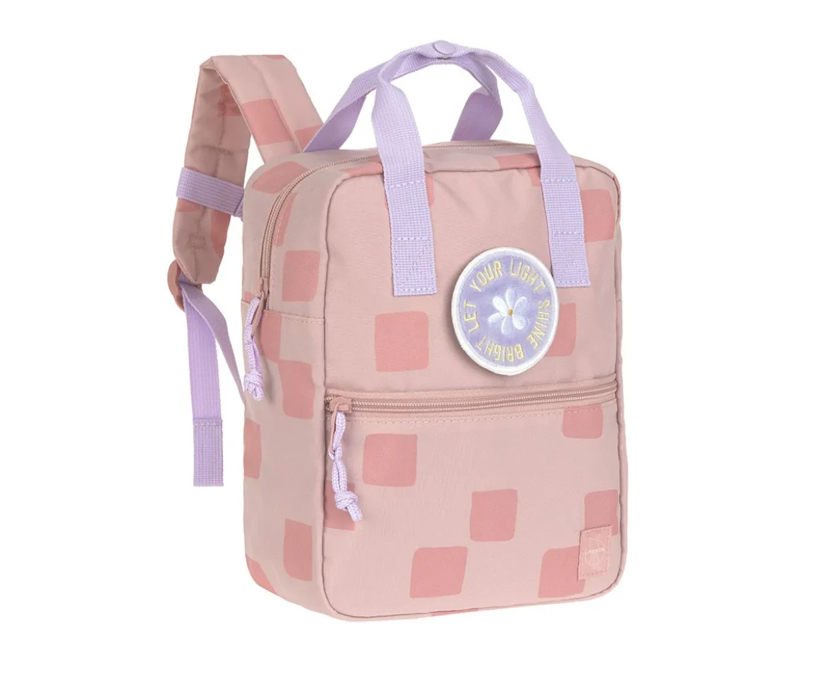 Mochila Square Pattern Party Rose Lilac Personalizable