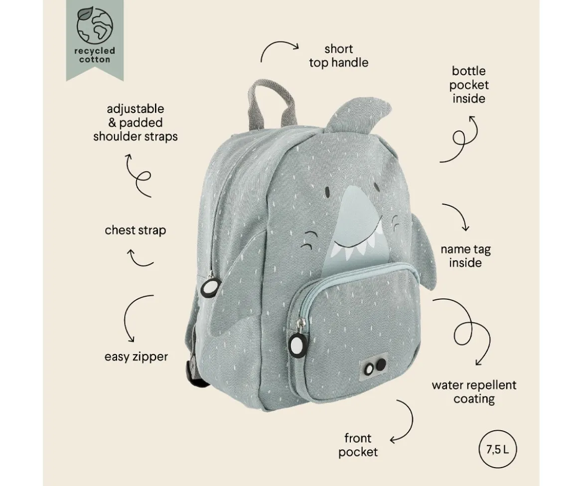 Mochila Trixie GRANDE Mr. Shark con Llavero Personalizado