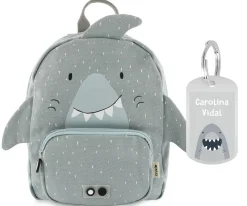 Mochila Trixie GRANDE Mr. Shark con Llavero Personalizado