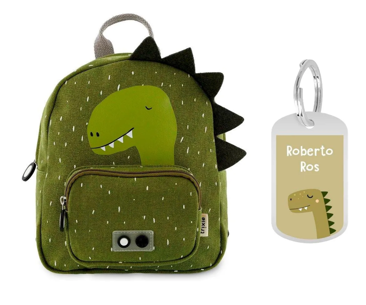 Mochila Trixie PEQUEÑA Mr. Dino con Llavero Personalizado